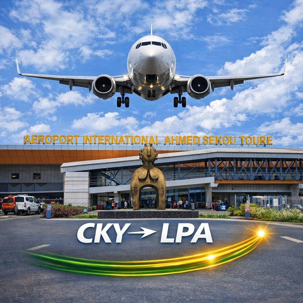 Vuelo directo WRK613 Conakry (CKY) destino Gran Canaria (LPA) en 3 horas non-stop, Guinea-Conakry a España (Europa). Vuelo directo WRK613 Conakry (CKY) destino Gran Canaria (LPA) en 3 horas non-stop, Guinea-Conakry a España (Europa).